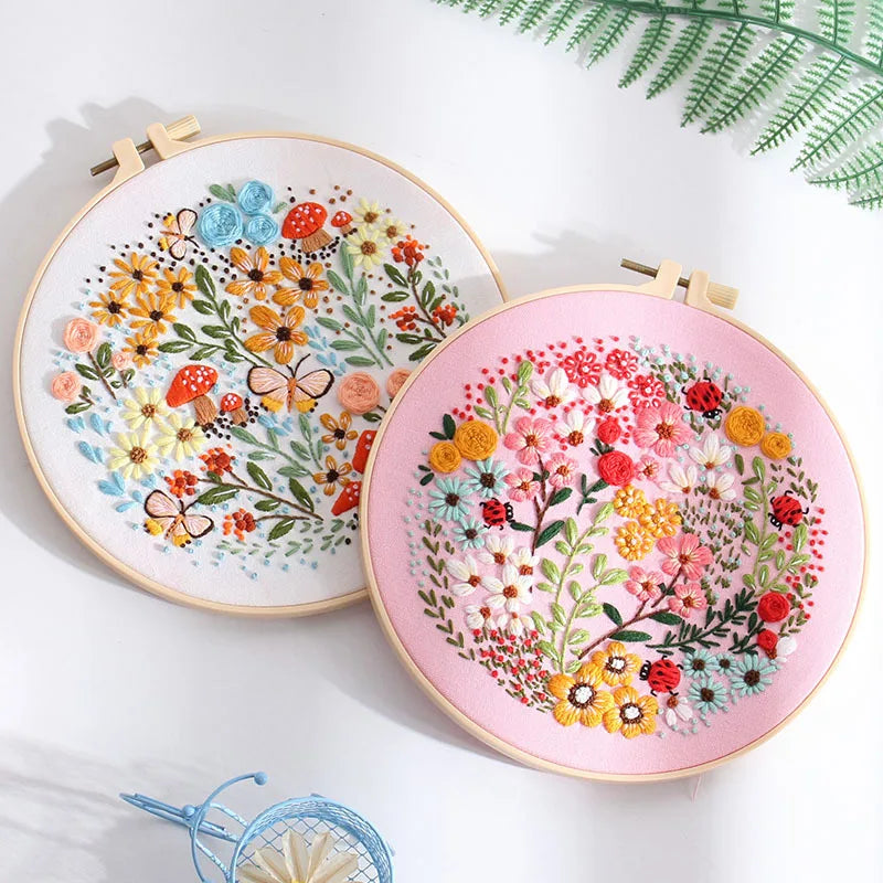 CraftHoop Vibrant Blooms Embroidery Kit