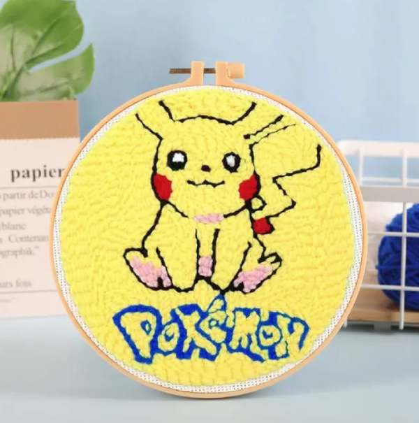 CraftHoop yellow cartoon character embroidery on light fabric - Energetic and fun DIY sewing kit