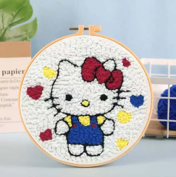 CraftHoop popular character embroidery on white fabric - Classic and charming DIY needlework project