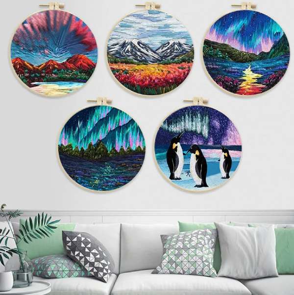 CraftHoop set of landscape embroidery designs - Creative and scenic DIY needlework projects