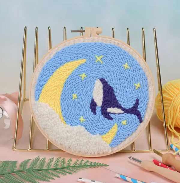 CraftHoop whimsical crescent moon and starry sky embroidery - Creative kit for all skill levels