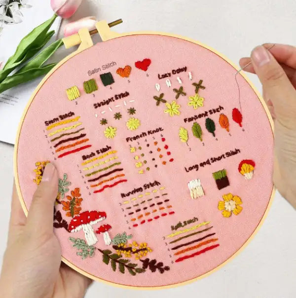 CraftHoop 4-Set Starter Embroidery Kit with 3D Flower