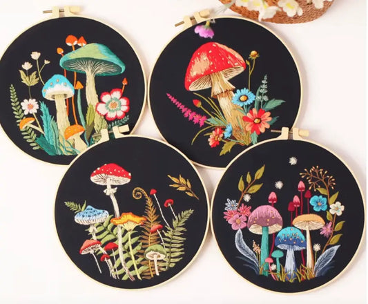 CraftHoop 4-Set Fairyland Mushroom Embroidery Kit