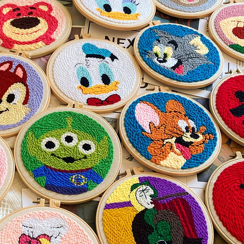 CraftHoop assortment of cartoon character embroidery kits - Ideal for beginners and experienced crafters