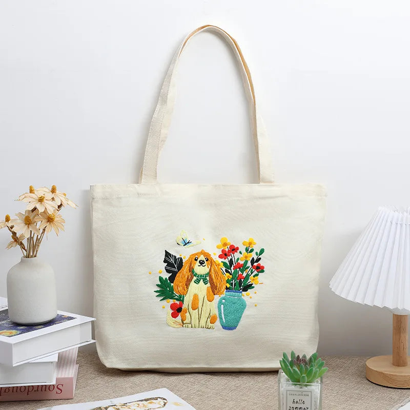 CraftHoop DIY Embroidery Tote Bag Kit