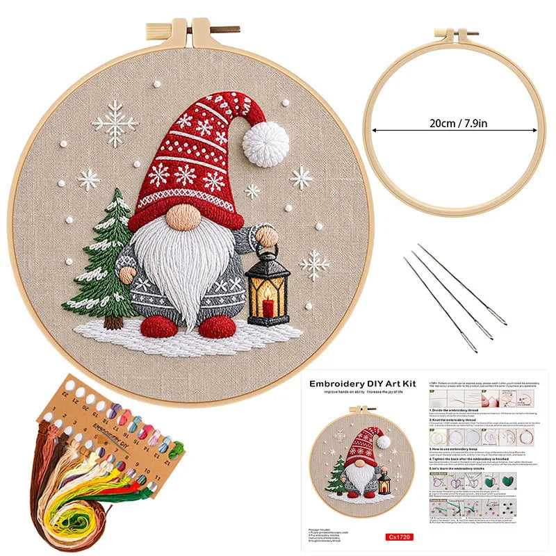 CraftHoop Christmas Gnomes Embroidery Kit