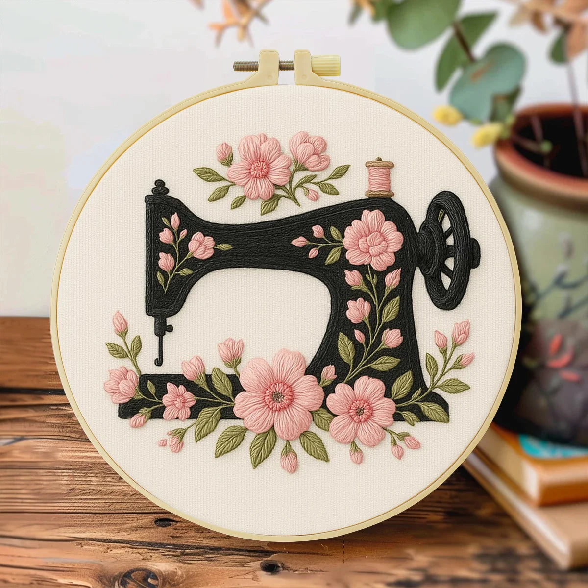 CraftHoop Vintage Sewing Machine Embroidery Kit