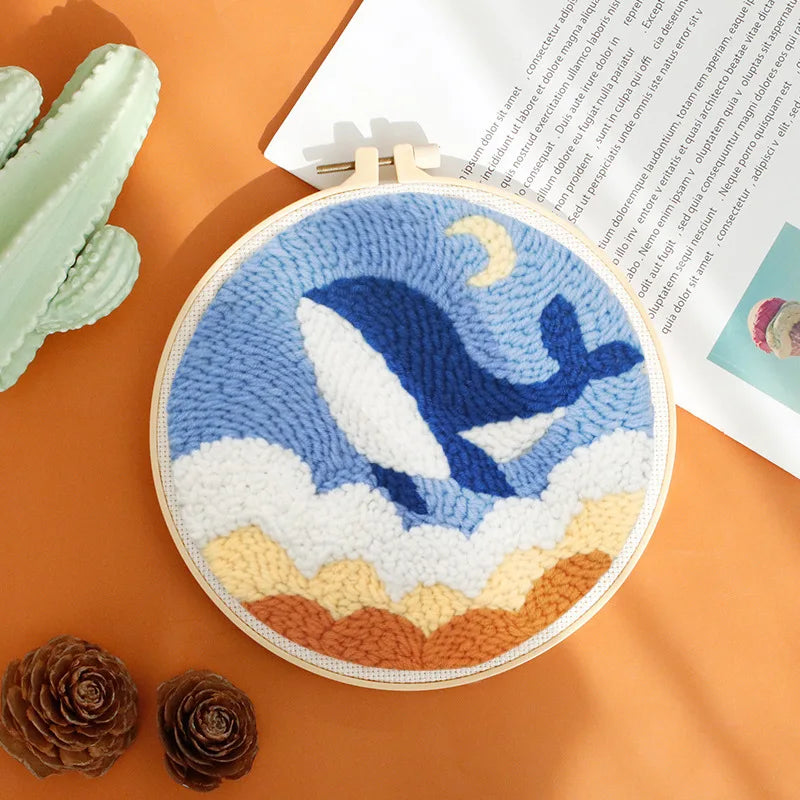 CraftHoop whale and moon embroidery with detailed design - Perfect for DIY enthusiasts