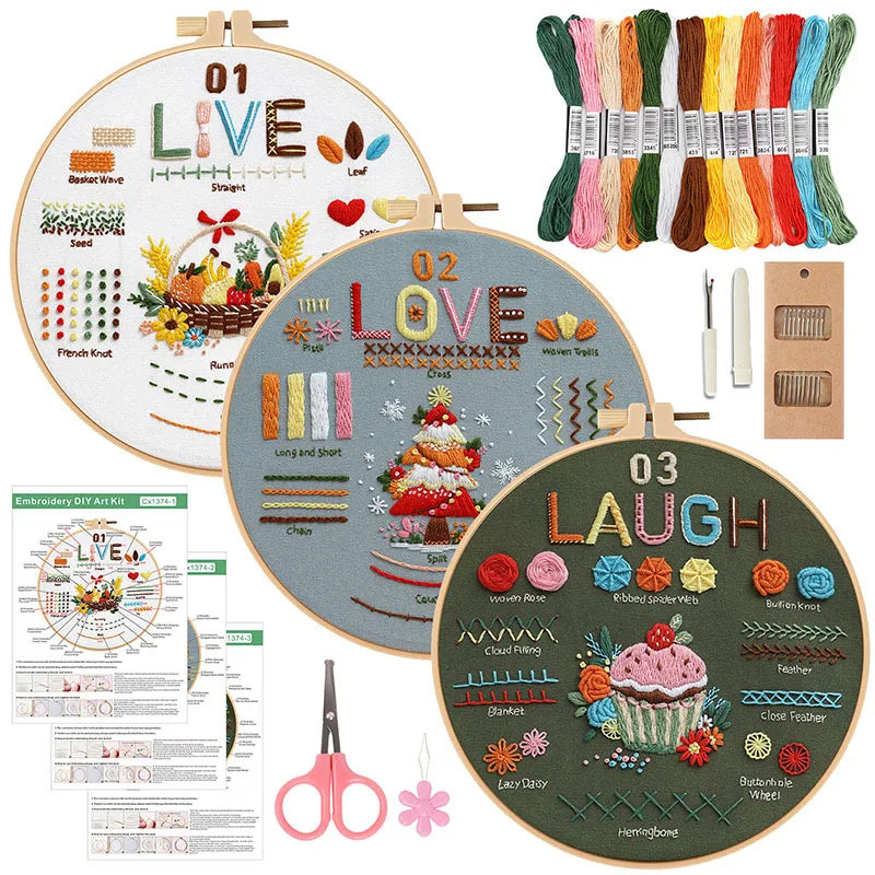 CraftHoop Live Love Laugh Embroidery Learning Kit - Clearance Find