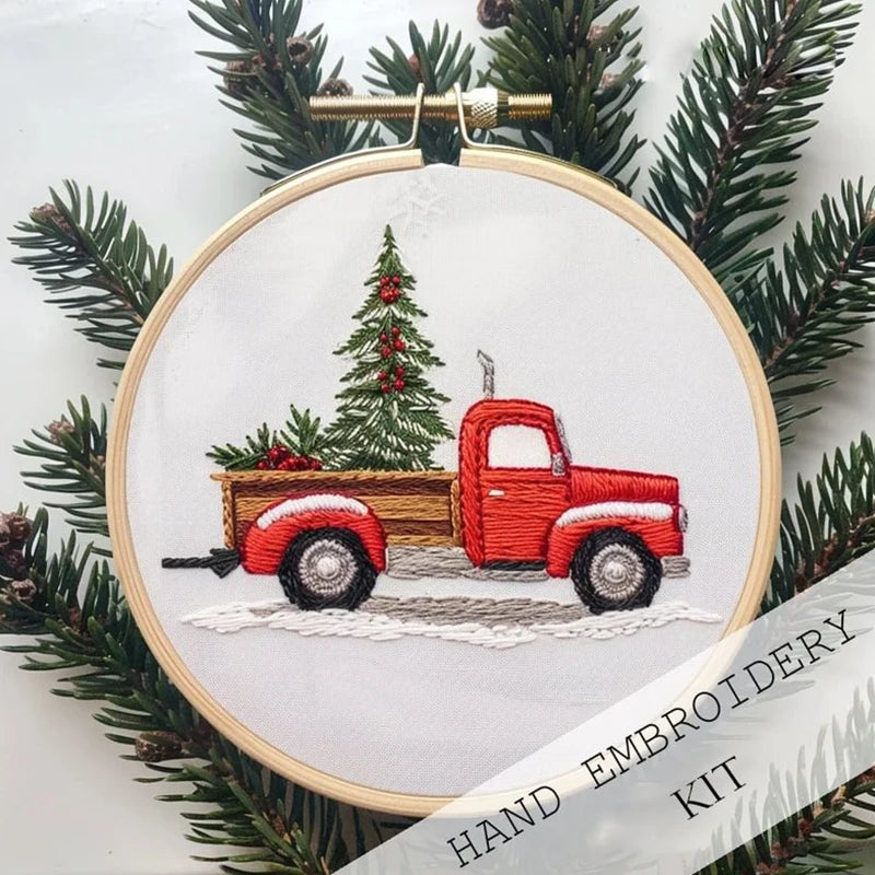 CraftHoop 4-Piece Cozy Christmas Embroidery Kit
