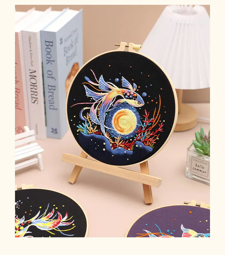 CraftHoop Starry Goldfish Embroidery Kit