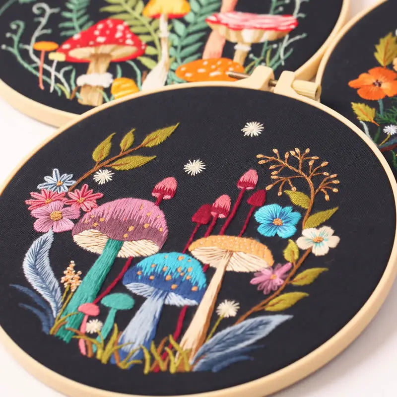 CraftHoop 3-Set Fairyland Mushroom Embroidery Kit