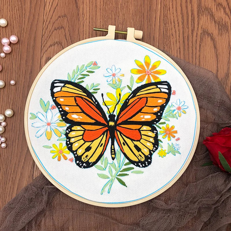 CraftHoop 4-Piece Charming Butterflies Embroidery Kit