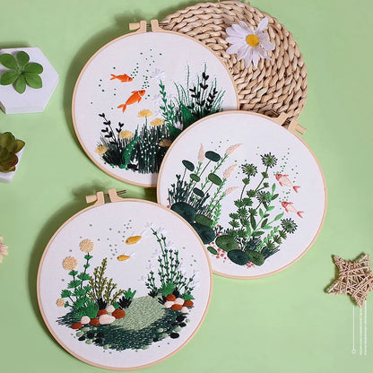 CraftHoop Fish Garden Embroidery Kit