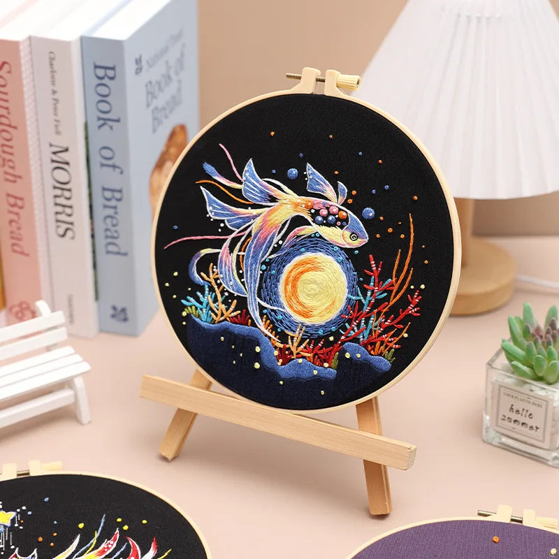 CraftHoop Starry Goldfish Embroidery Kit