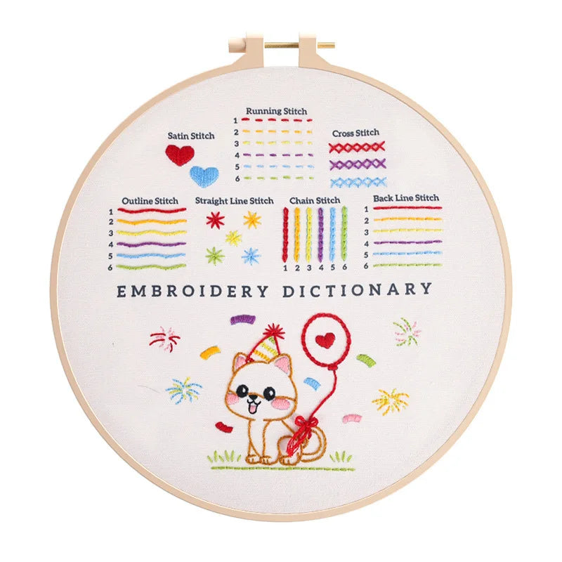 Multiple CraftHoop Embroidery Dictionary hoops showing fun and colorful designs.