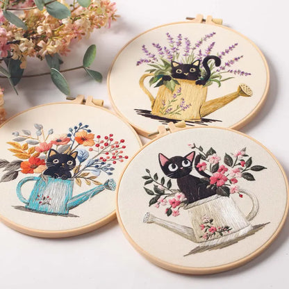 CraftHoop Blooming Cats Embroidery Kit