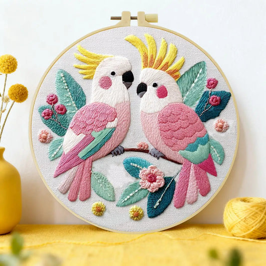 CraftHoop Blushing Cockatoos Embroidery Kit