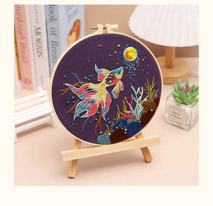CraftHoop Starry Goldfish Embroidery Kit