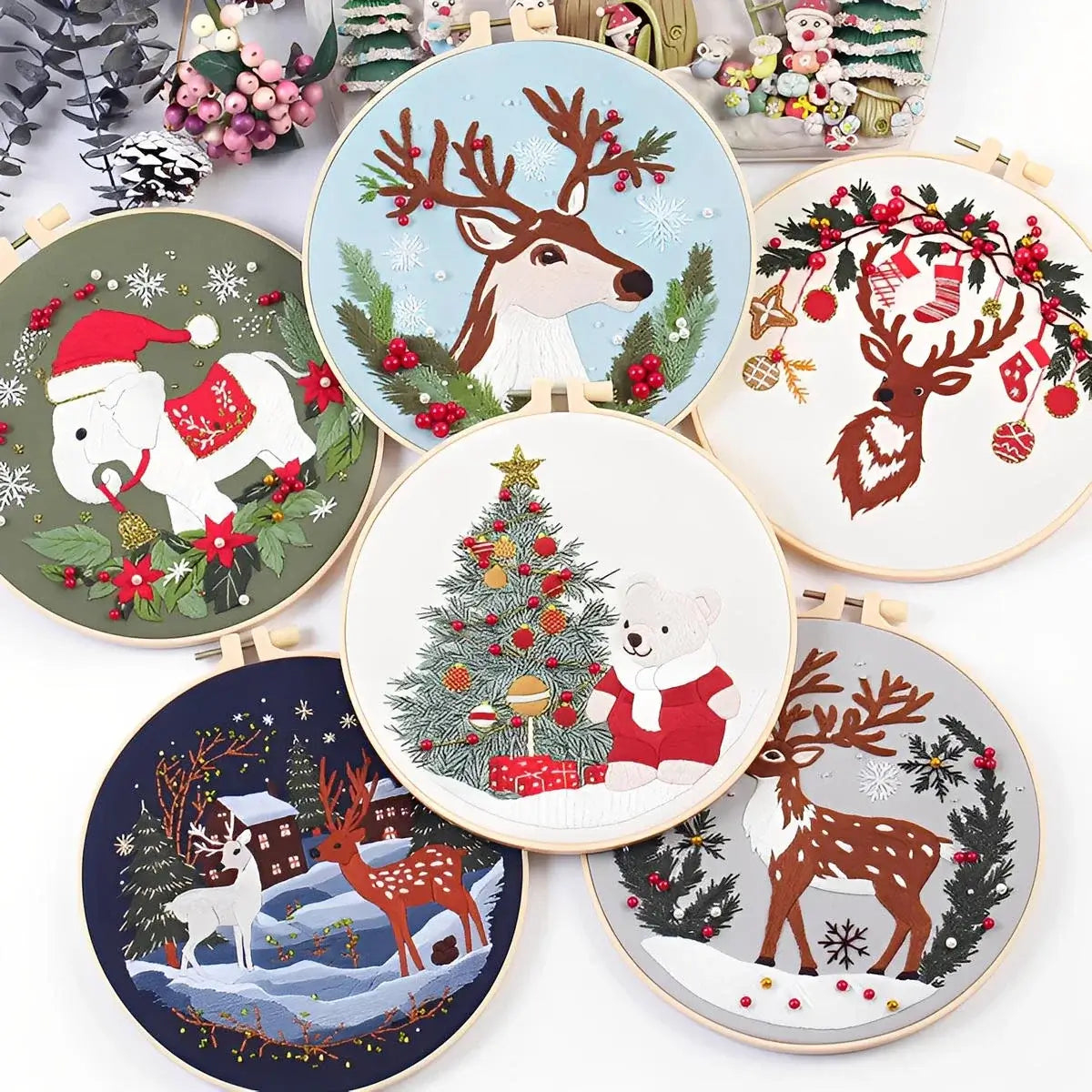 CraftHoop Magical Christmas Deer Embroidery Kit