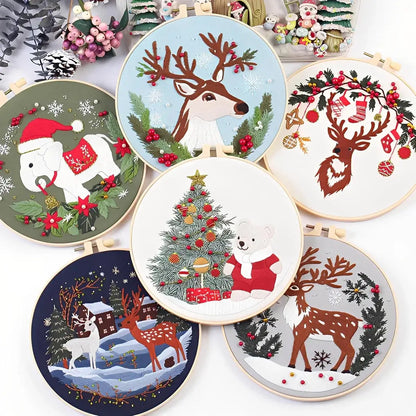 CraftHoop Magical Christmas Deer Embroidery Kit