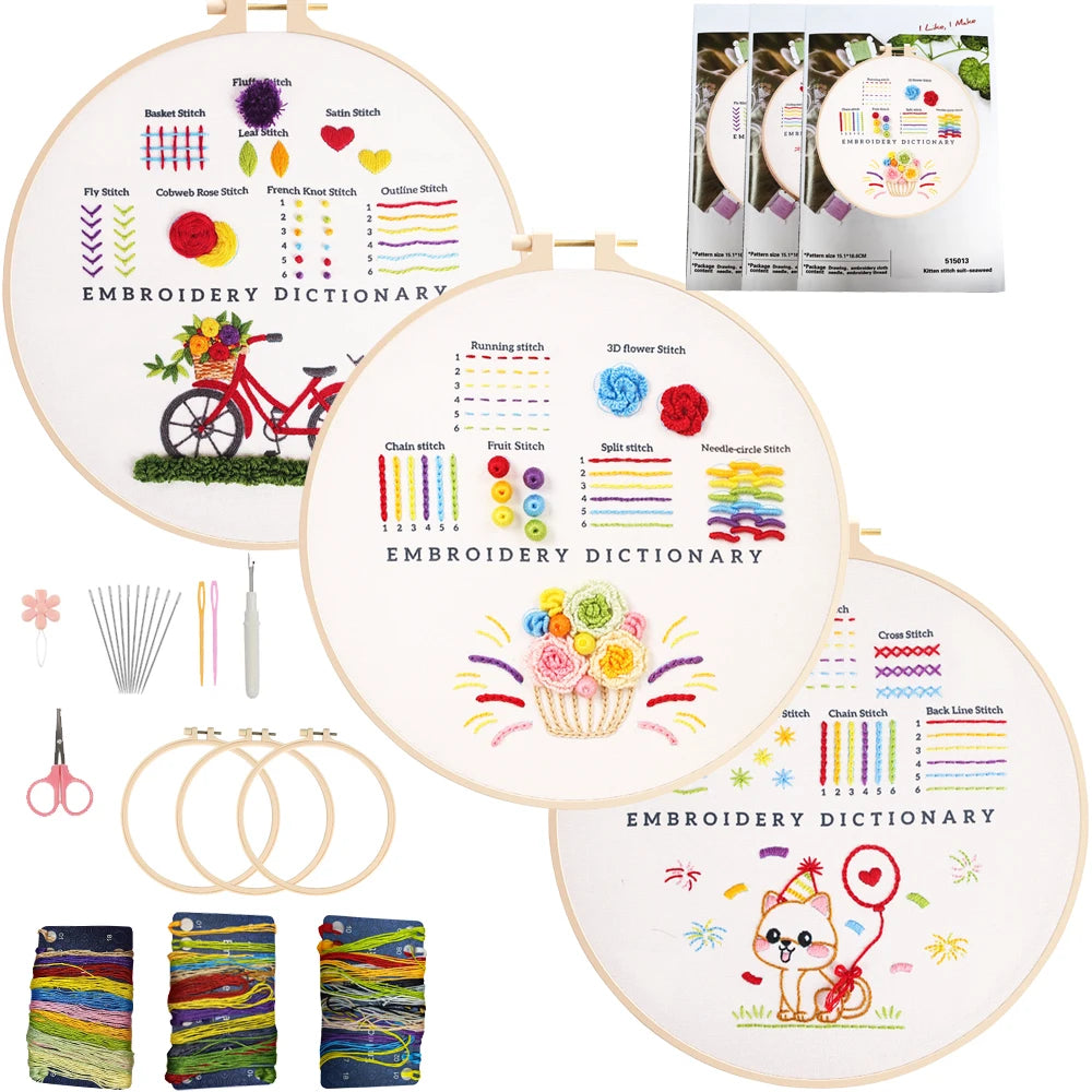 CraftHoop 3-Piece Embroidery Dictionary for Kids & Beginners