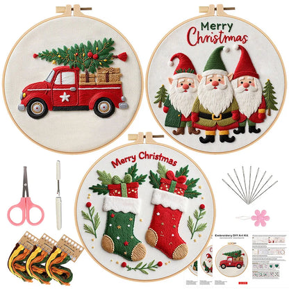 CraftHoop 3-Set Winter Joy Embroidery Kit