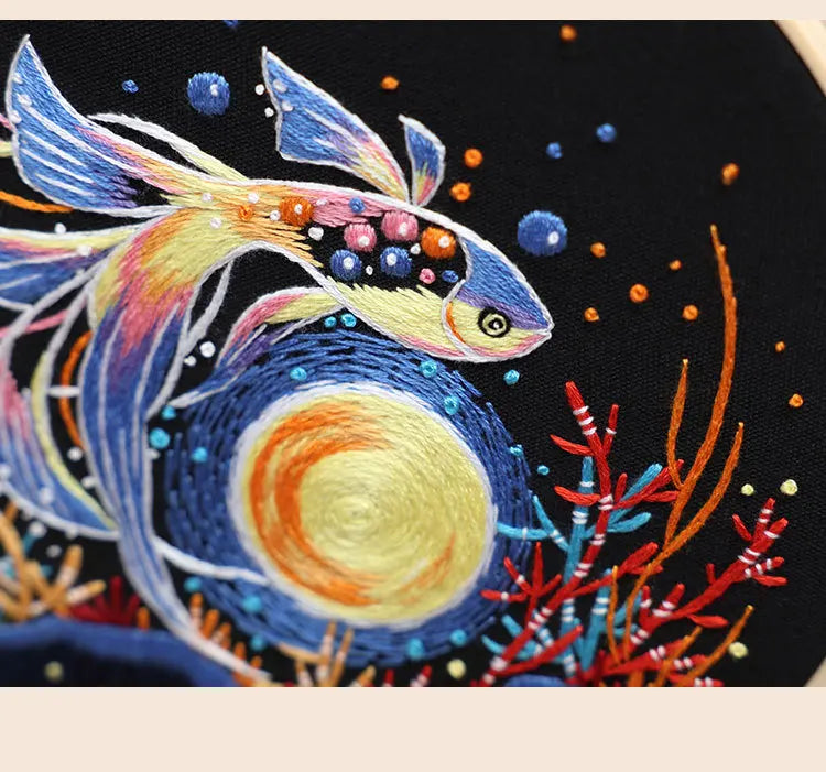 CraftHoop Starry Goldfish Embroidery Kit