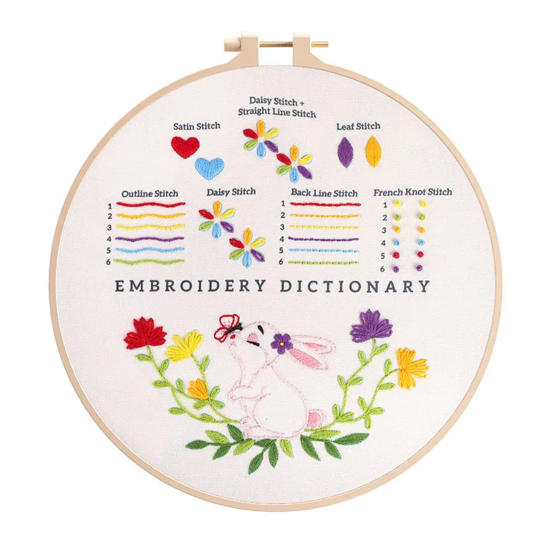 CraftHoop Embroidery Dictionary hoop featuring easy-to-follow stitch instructions.