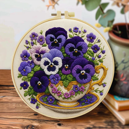 CraftHoop Pansy Tea Time Embroidery Kit