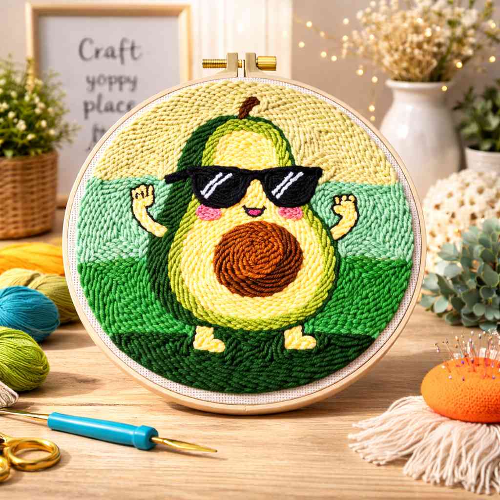 CraftHoop Happy Avocado Punch Needle Kit