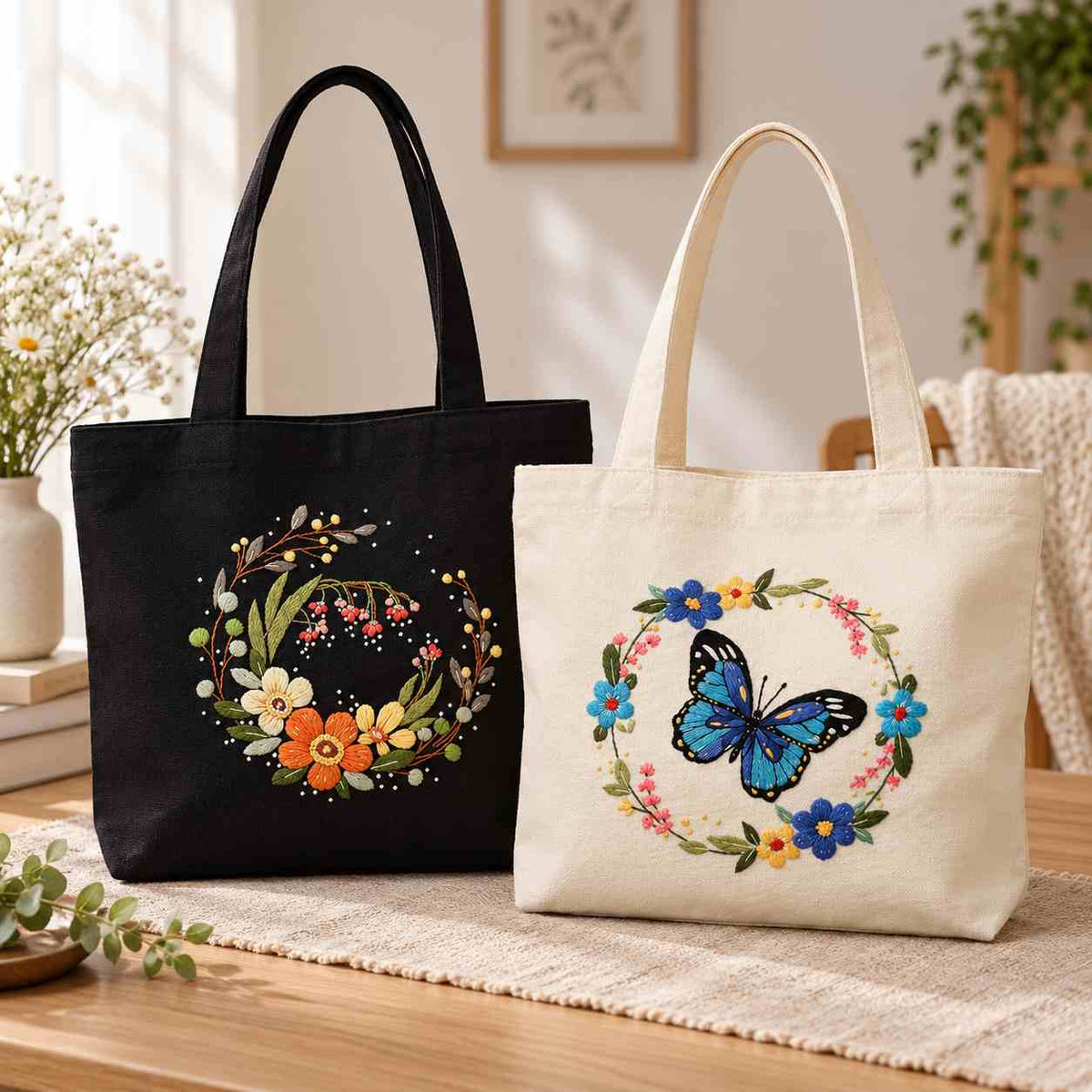 CraftHoop DIY Embroidery Tote Bag Kit