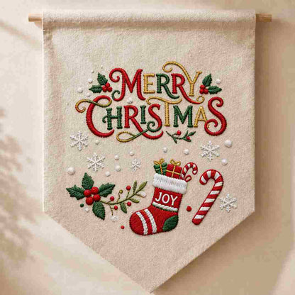 CraftHoop Christmas Village DIY Embroidery Wall Hanging Kit