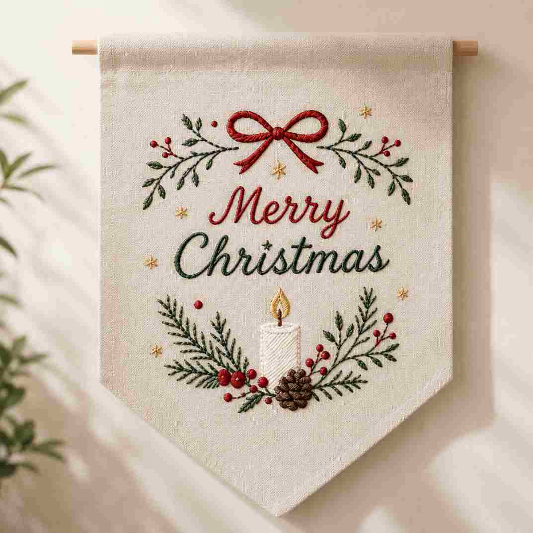 CraftHoop Christmas Village DIY Embroidery Wall Hanging Kit