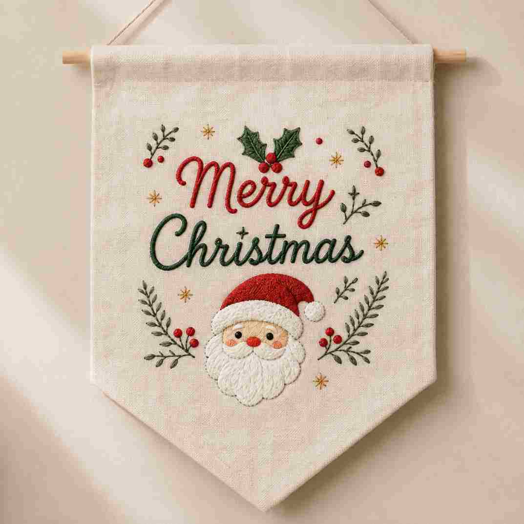 CraftHoop Christmas Village DIY Embroidery Wall Hanging Kit