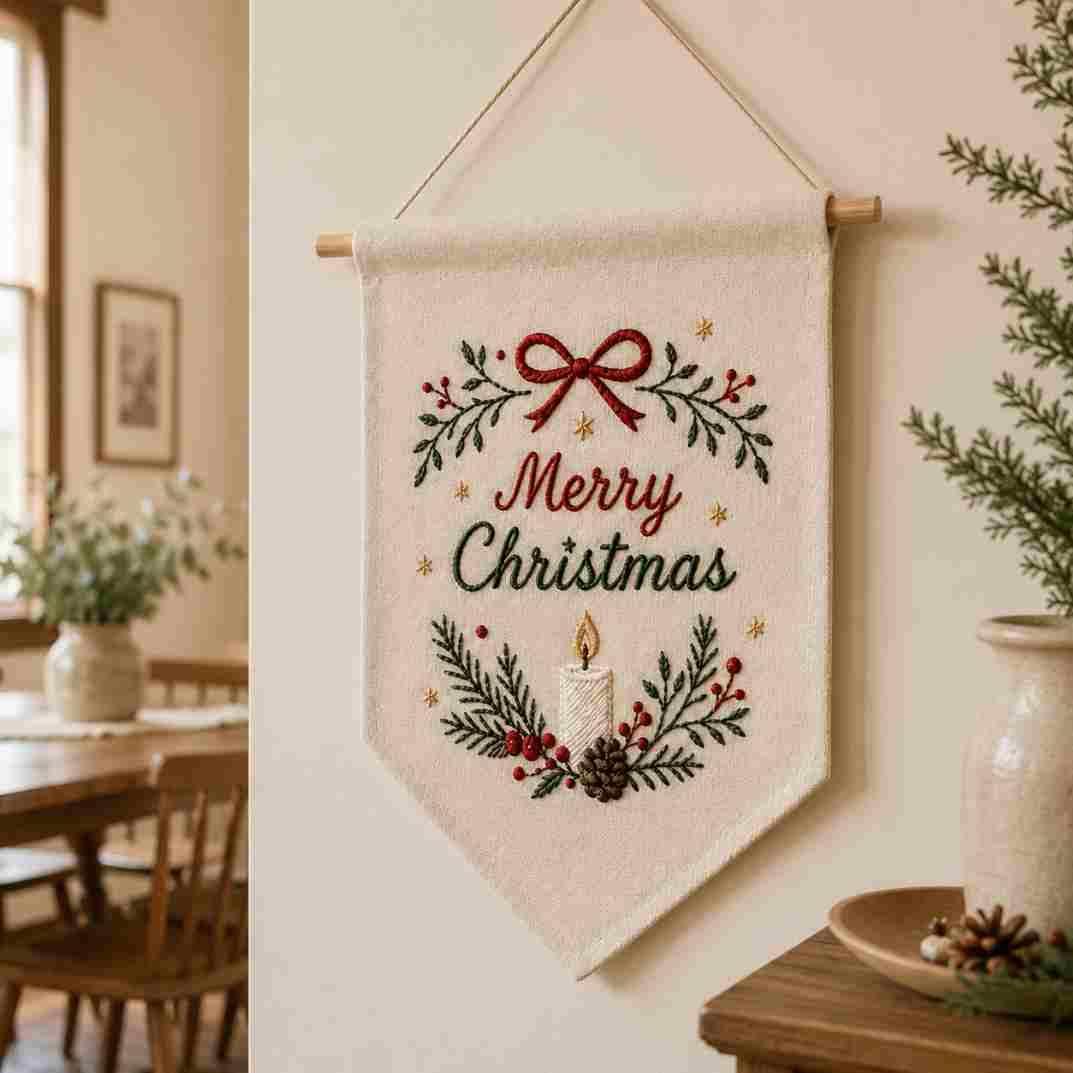 CraftHoop Christmas Village DIY Embroidery Wall Hanging Kit