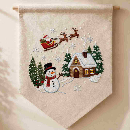 CraftHoop Christmas Village DIY Embroidery Wall Hanging Kit