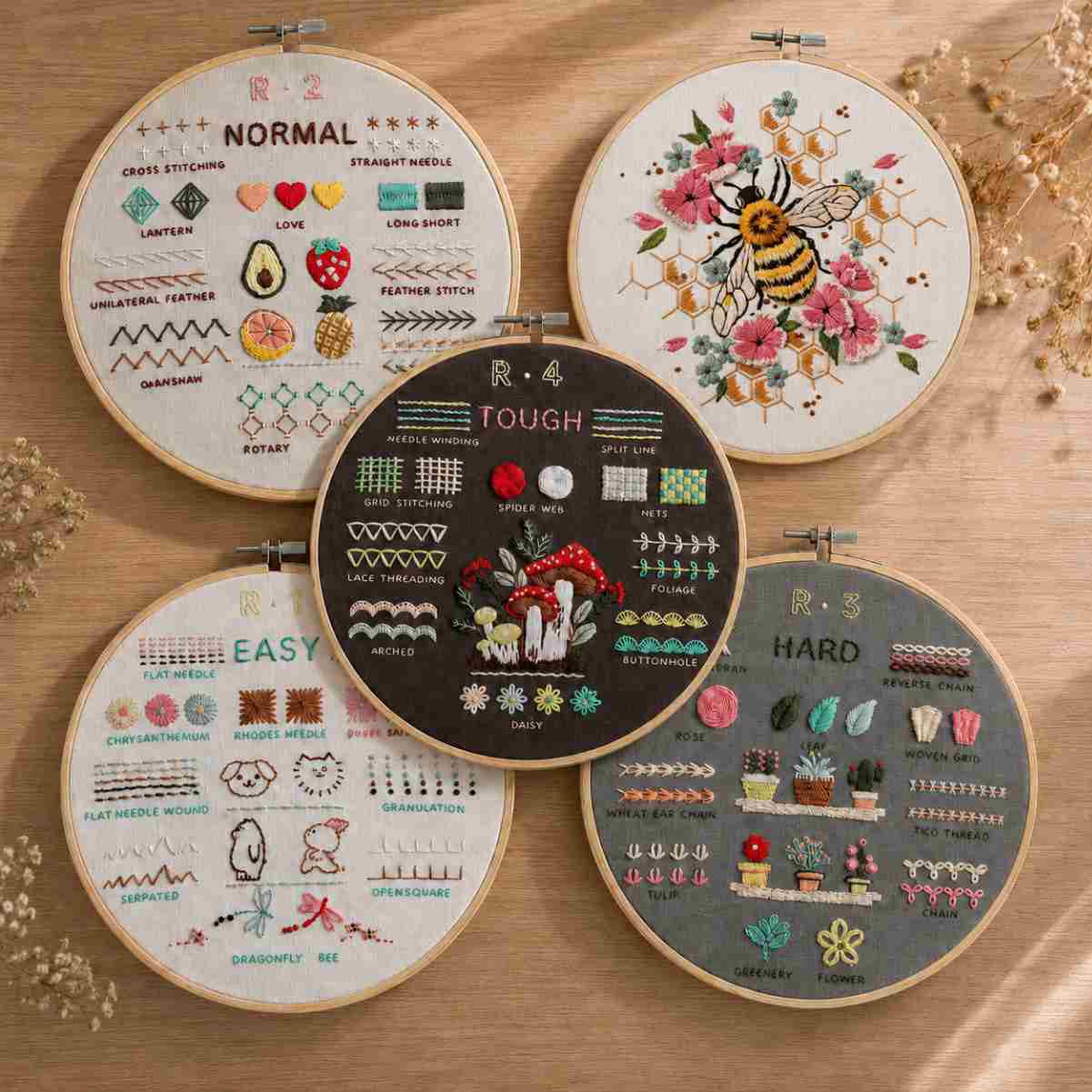 CraftHoop 4-Level Embroidery Kit for Beginners – From Starter to Pro