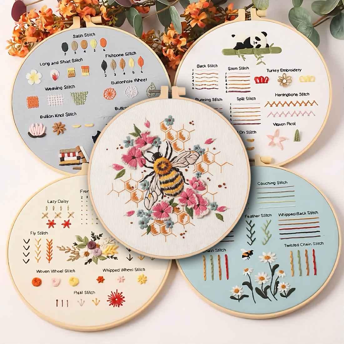 CraftHoop Beginner’s 4-Set Animal & Floral Stitch Sampler