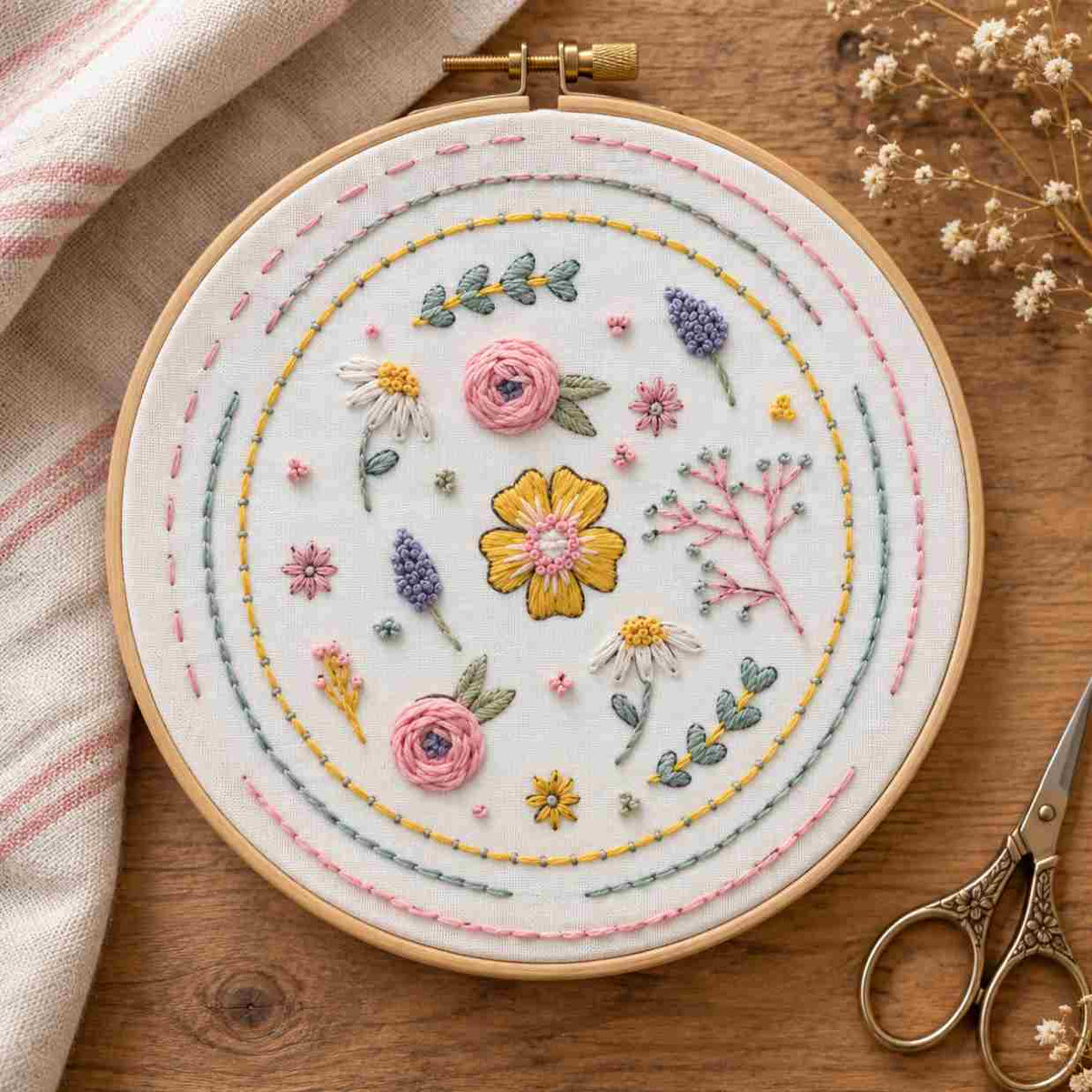 CraftHoop Learn to Embroider 3-Piece Kit