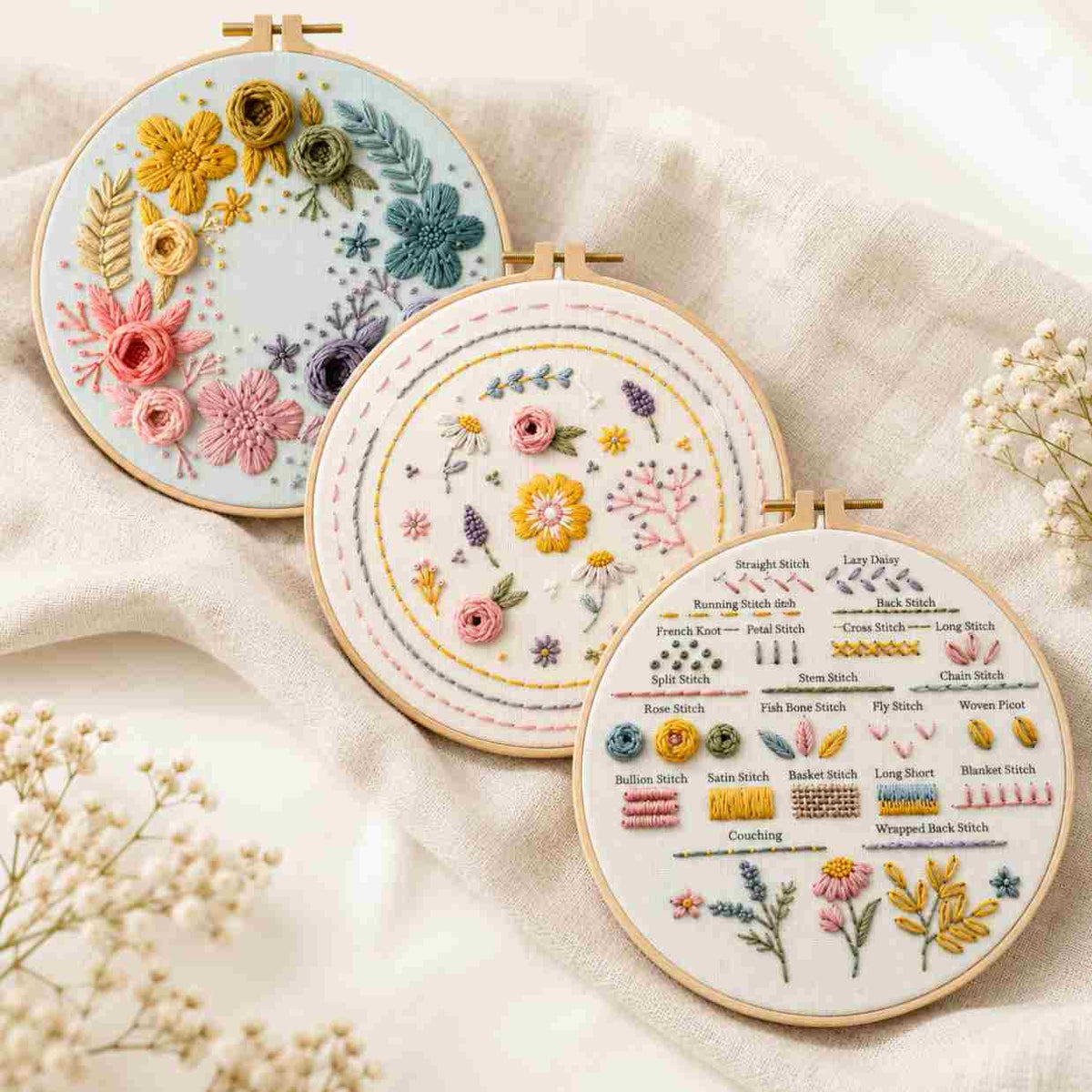 CraftHoop Learn to Embroider 3-Piece Kit