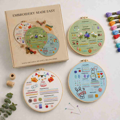 CraftHoop Stitch & Learn Beginner Embroidery Kit – Summer Edition