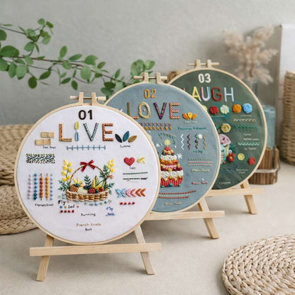 CraftHoop Live Love Laugh Embroidery Learning Kit - Clearance Find