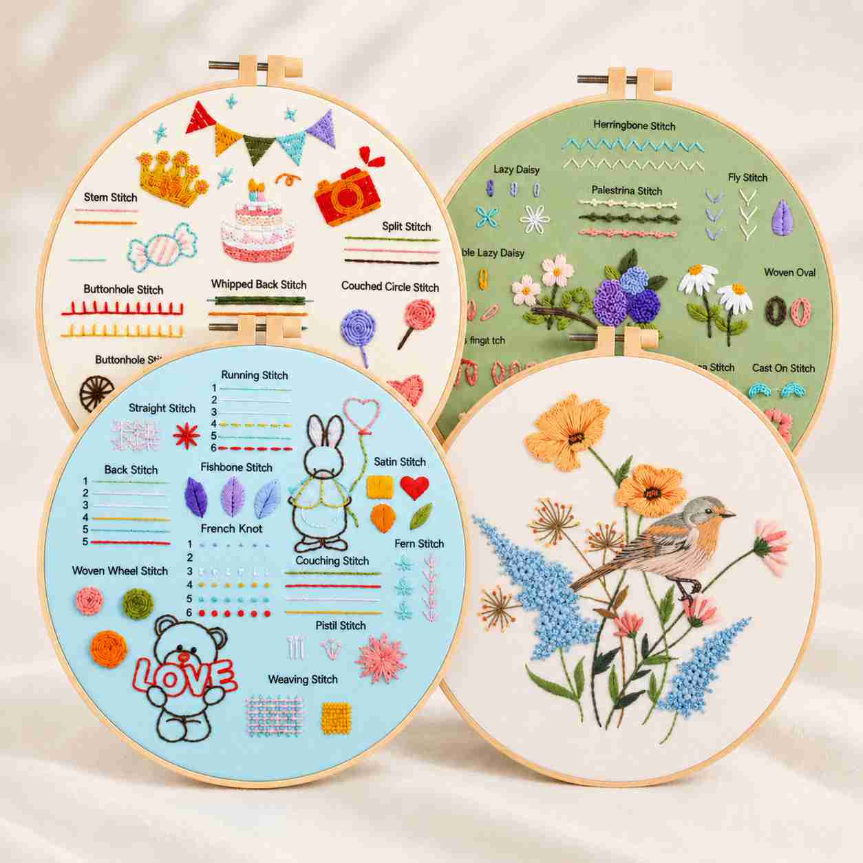 CraftHoop Stitch & Learn Beginner Embroidery Kit – Summer Edition