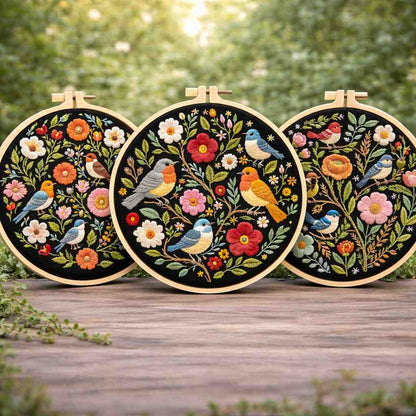 CraftHoop Wildflower Birds Embroidery Kit