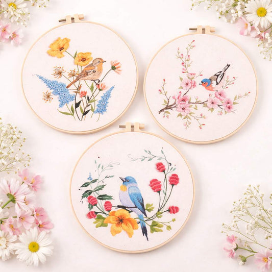 CraftHoop 3-Piece Nature Bloom Embroidery Kit Sets