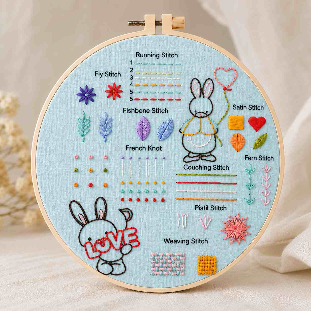 CraftHoop Stitch & Learn Beginner Embroidery Kit – Summer Edition