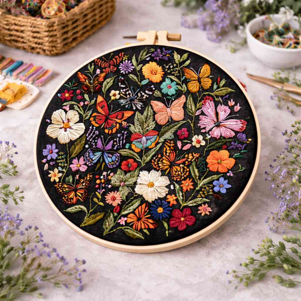 CraftHoop Butterfly Garden Embroidery Kit
