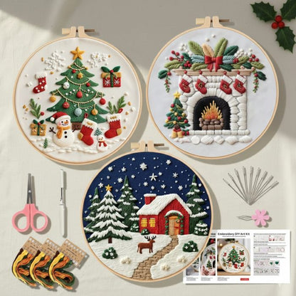 CraftHoop Jolly Christmas 3-Piece Embroidery Kit