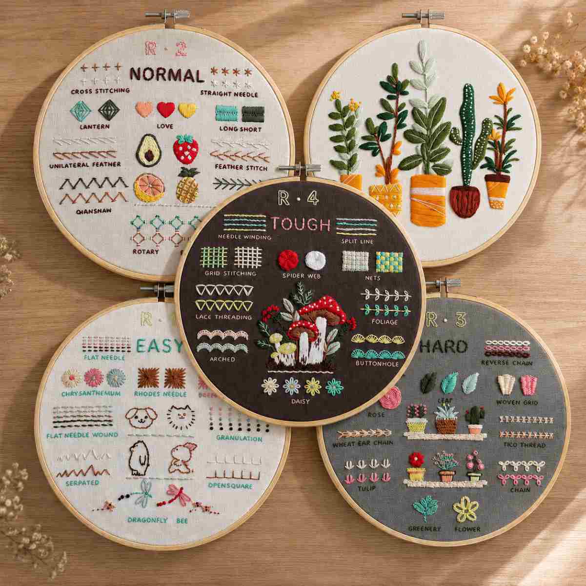 CraftHoop 4-Level Embroidery Kit for Beginners – From Starter to Pro